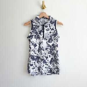 Under Armour Zinger Speckled Floral Sleeveless Golf Polo Shirt Gray/Navy XS